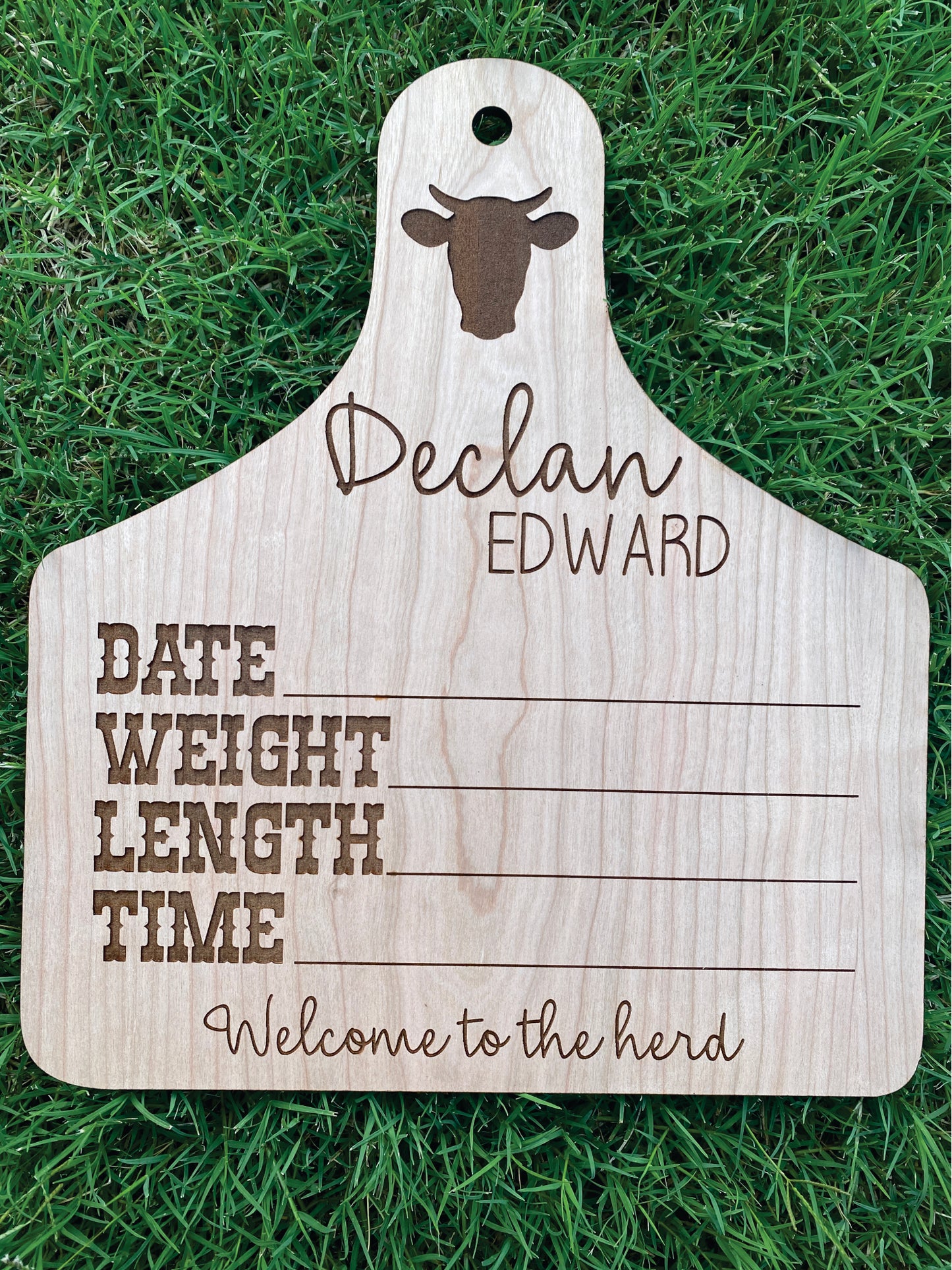 Cow Tag Birth Announcement