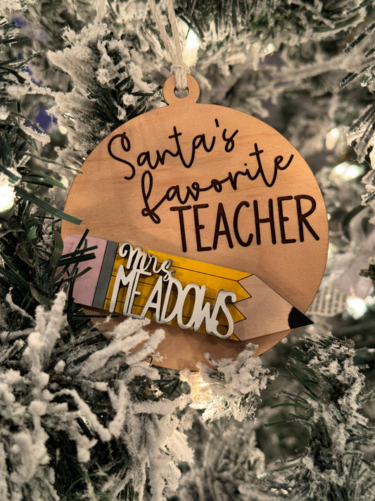 Santa’s Favorite Teacher Ornament